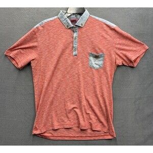 Mondo Polo Shirt Men 4XL Peach Short Sleeve Chest Pockets Button Down Collar